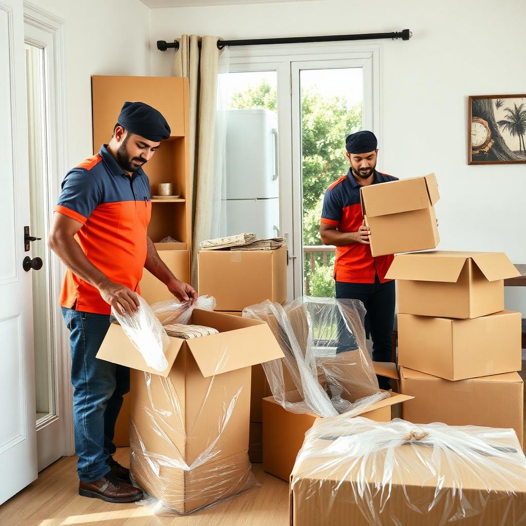 Crew packing household items